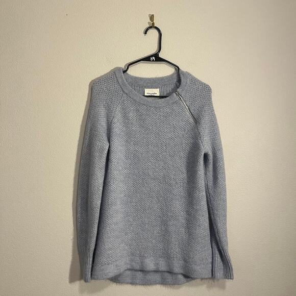 Abercrombie & Fitch Blue Waffle Knit Sweater with Exposed Zipper - Small - Picture 1 of 6
